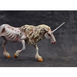 White unicorn Horse Kirin Figurine Sculpture Original creature Toy animal