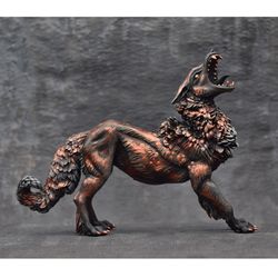 Black wolf Monster Original creature Figurine Sculpture Art doll Toy animal
