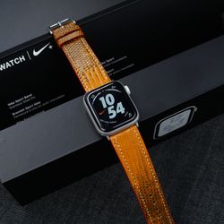 Handmade Orange Ostrish Leather Apple Watch Band for Apple Watch Series 8/7/6/SE/5/4/3/2/1 Apple Watch Ultra