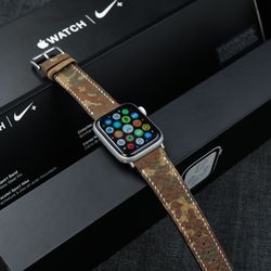 Handmade Camo Leather Apple Watch Band for Apple Watch Series 8/7/6/SE/5/4/3/2/1 Apple Watch Ultra