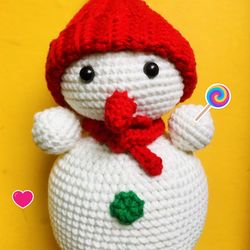 Crochet Pattern of Snowman in English. Snowman crochet tutorial. Crochet pattern toys