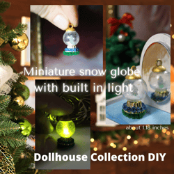 Snow Globe with built in light for gift 2023 Christmas Diy Pdf Miniature decor for anyone and Dollhouse