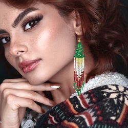 christmas earrings | red fringe earrings | statement earrings | christmas gift | dangle earrings