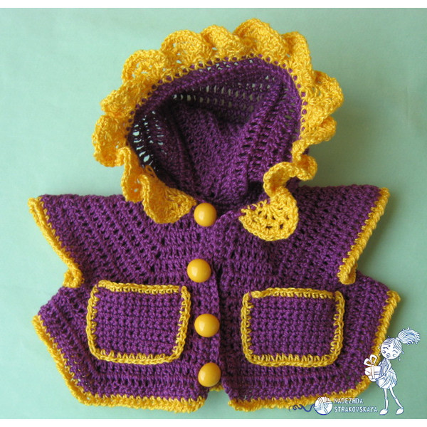 Vest with a hood Little beer crochet pattern by Strakovskaya
