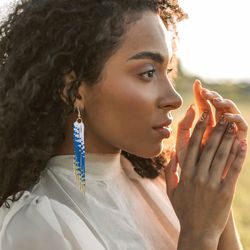 fringe earrings | statement earrings | blue ombre earrings | blue earrings | dangle earrings