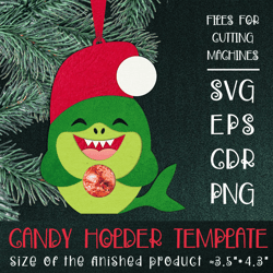 Shark Christmas Ornament | Candy Holder Template