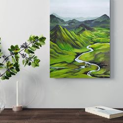 original acrylic painting landscape mountain on canvas