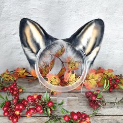 Autumn Realistic Gray Fox Ears Headband
