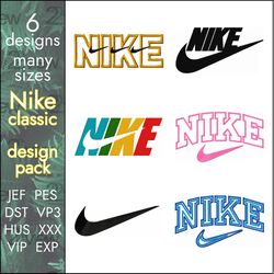 Nike classic pack Embroidery Designs, swoosh design, 6 designs