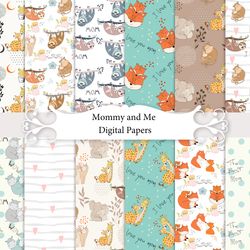 Mom and Baby Digital Papers, seamless patterns.