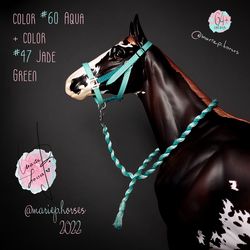 breyer bicolor 3-sltd halter & lead rope set 64 colors - lsq model horse tack - toy accessory - traditional custom tack