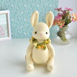 Easter bunny crochet pattern in English, Spring rabbit decor