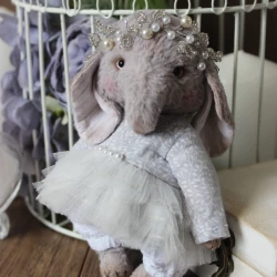 handmade artist collectible teddy elephant.  vintage stuffed elephant.