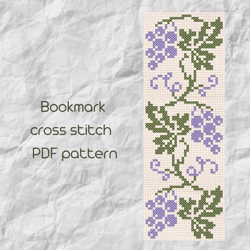 Bookmark cross stitch pattern / Grape bookmark cross stitch / Easy cross stitch / PDF Pattern /154/