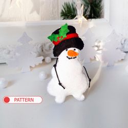 Snowman Ornament Christmas Felt Pattern , Stocking Stuffer for Kids , Felt Christmas Decor Pattern , Advent Calendar