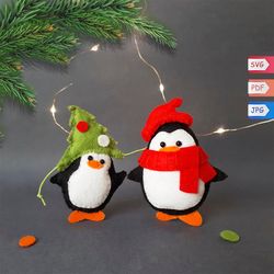 Christmas Ornament Patterns , Cute Penguin stuffed toys Advent Calendar pattern , Stocking Stuffer Kids , Felt Christmas