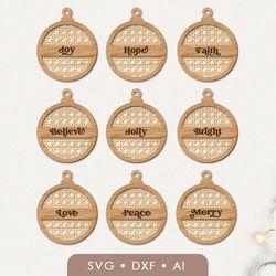 rattan christmas ornaments svg bundle