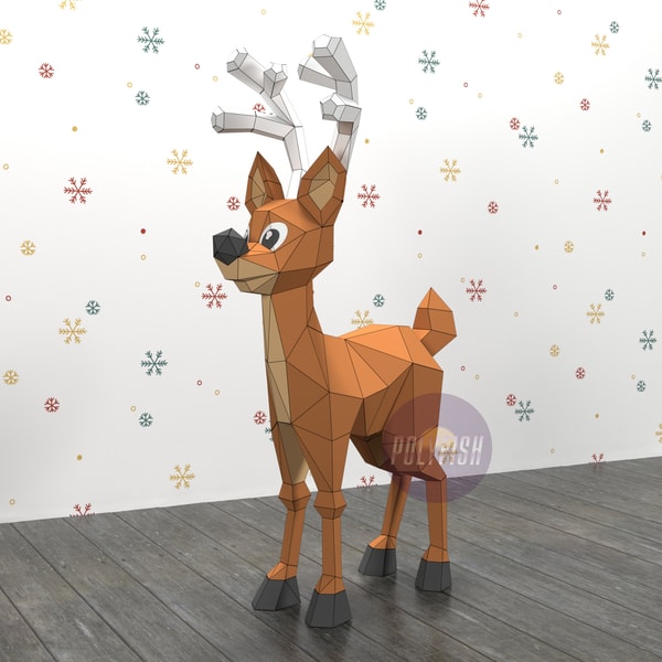 DIY Christmas Reindeer 3D model template Papercraft PDF Inspire Uplift