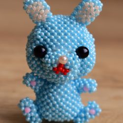 beaded bunny, 3d beaded animal, rabbit keychains, rabbit doll, rabbit figurine, beaded pet, beaded keychains