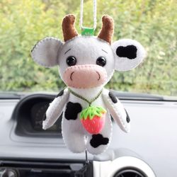 Cow ornament, Cow plushie, Car accessories for women rear view mirror, Cute car accessor, Teenage girl gifts, Car charm