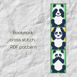 Bookmark cross stitch pattern / Panda bookmark cross stitch / Easy cross stitch / PDF Pattern / PDF Instant Download 166