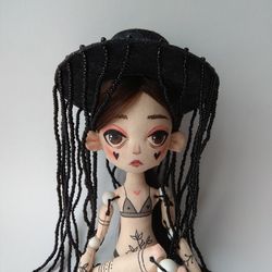 tattoo doll textile doll with tattoos ooak creepy doll textile interior doll doll with tattoos on the face art cute doll