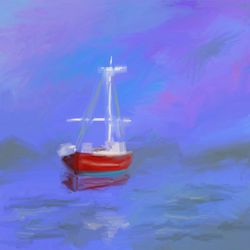 Sailboat Painting Print Nautical Seascape Digital Art