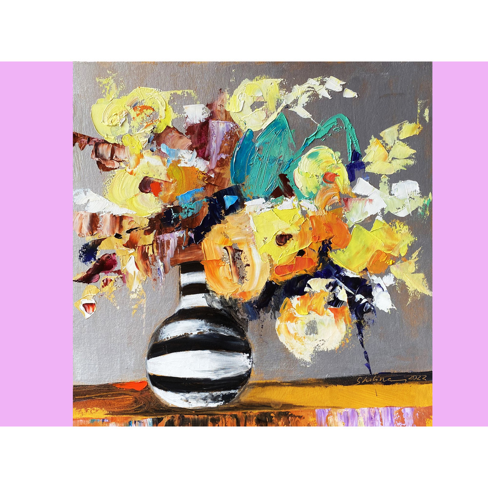 bouquet oil painting funky original art wall floral boho bohemial  -25.jpg