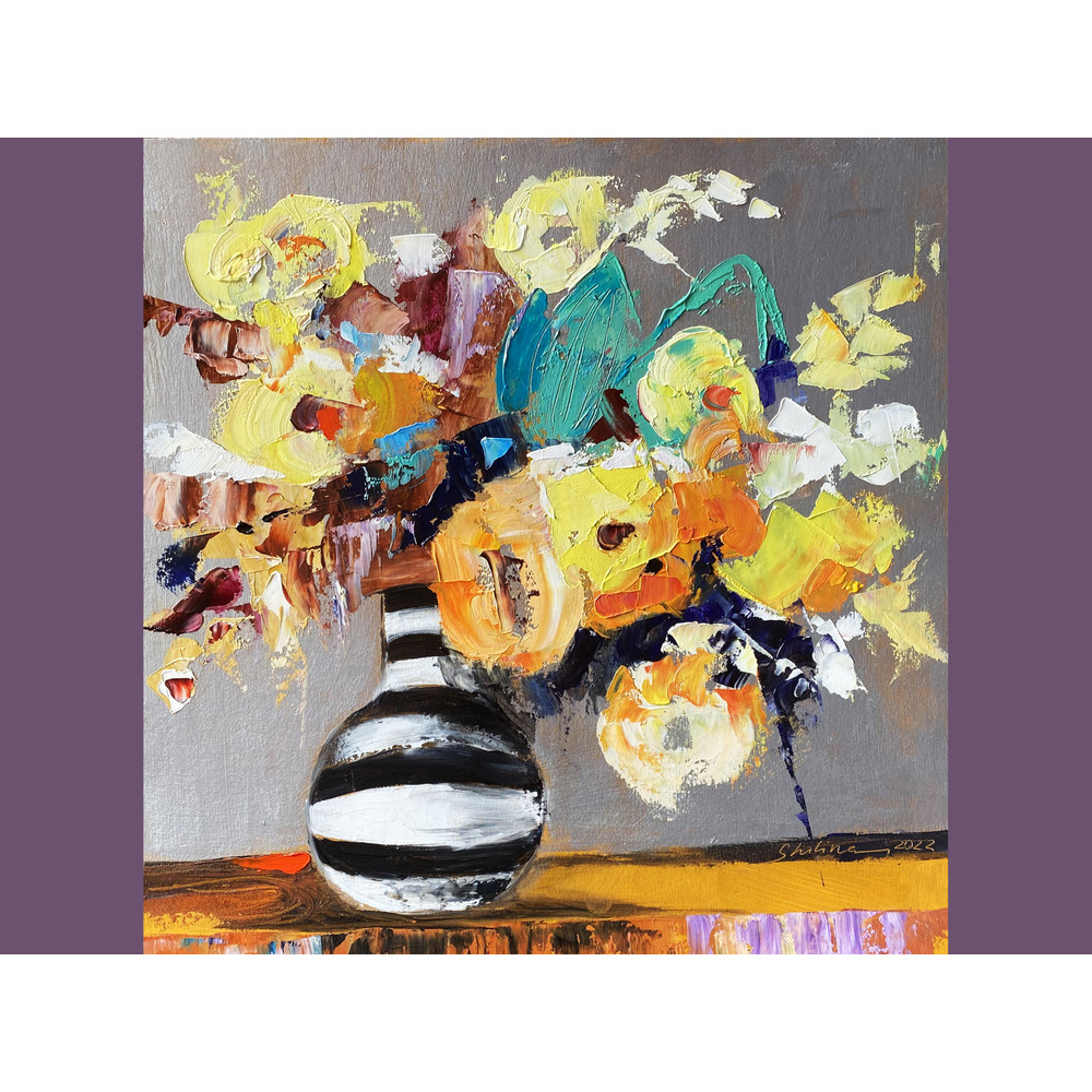 bouquet oil painting funky original art wall floral boho bohemial  -24.jpg