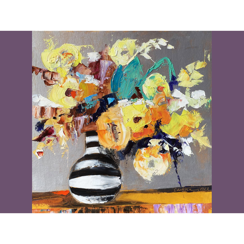 bouquet oil painting funky original art wall floral boho bohemial  -24.jpg
