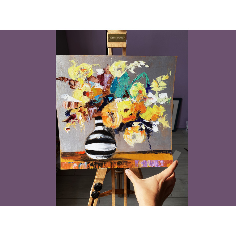 bouquet oil painting funky original art wall floral boho bohemial 5-25.jpg