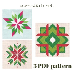 snowflake ornament cross stitch pattern christmas snowflak  xstitch pdf pattern instant download /175/