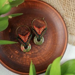 Green unakite earrings