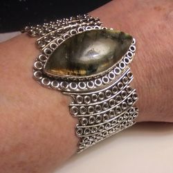 Stunning 925 Sterling Silver Edwardain Victorian Vintage Style Cuff Bracelet