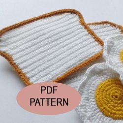 Crochet Bread Coaster, PDF Pattern, bread crochet coasters, patterns&tutorials, crochet coasters gifts.