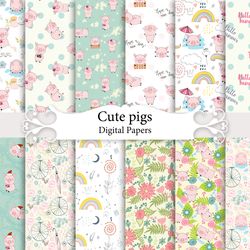 pig paper, seamless patterns.