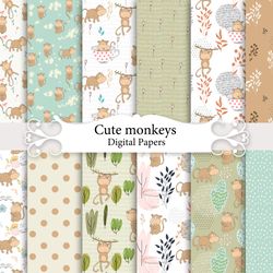 Monkey paper, seamless patterns.