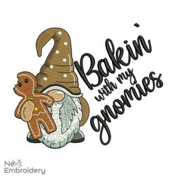 Bakin' with my gnomies Embroidery Design, Christmas Embroidery Designs