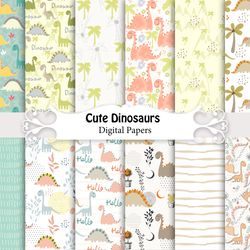 dinosaur paper pack, kid paper pack, seamless patterns.