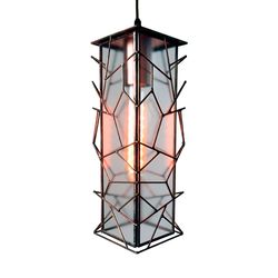 pendant stained glass lamp copper  in loft style