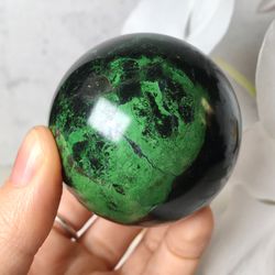 Uvarovite Ball 55 mm Mineral Sphere Uvarovite Garnet Sphere Rare Uvarovite Sphere by UralMountainsFinds