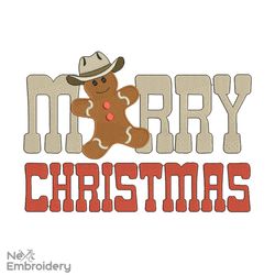 Christmas Embroidery design, Cowboy Gingerbread Merry Christmas
