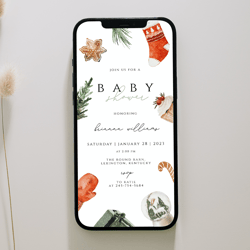Christmas Baby Shower Evite Template, Winter Baby Shower Electronic Invitation, Holiday Baby Shower Text Invite