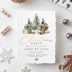 Christmas Party Invitation Template Christmas Dinner Invite Holiday Party Invite Template Instant Download Templett