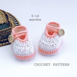 Baby shoes Crochet Pattern 3 sizes 0-12 months cute booties for baby girl  moccasins for baby infant classic sneakers
