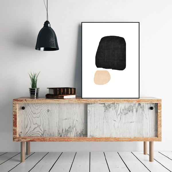 minimalist posters, set of three prints, in beige and black tones 1