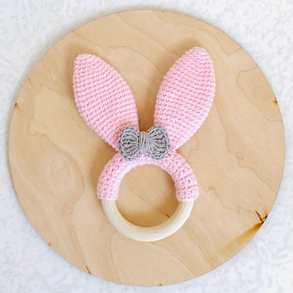 Crochet rabbit ears CROCHET PATTERN toy for baby scratch tee | Inspire ...