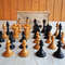 artel 1950s soviet wooden chessmen set ussr