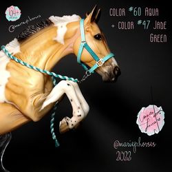 Breyer bicolor 3-sltd Halter & Lead Rope set 64 colors - LSQ model horse tack - toy accessory - traditional custom tack