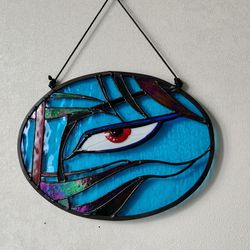 Stained glass panel inspired by the retro anime "Wicked city" 1987
